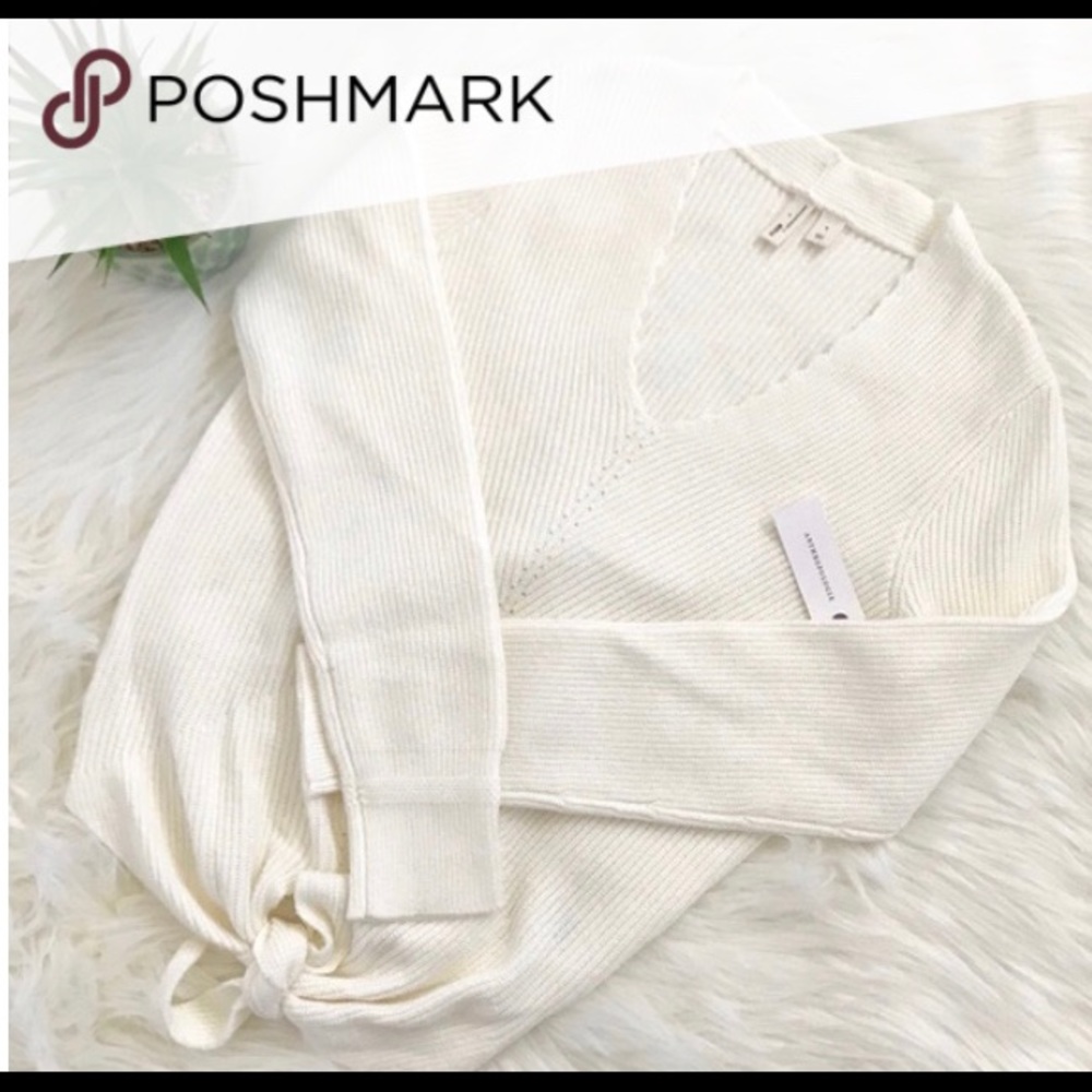 Moth by Anthropologie V Neck Front Tie Sweater